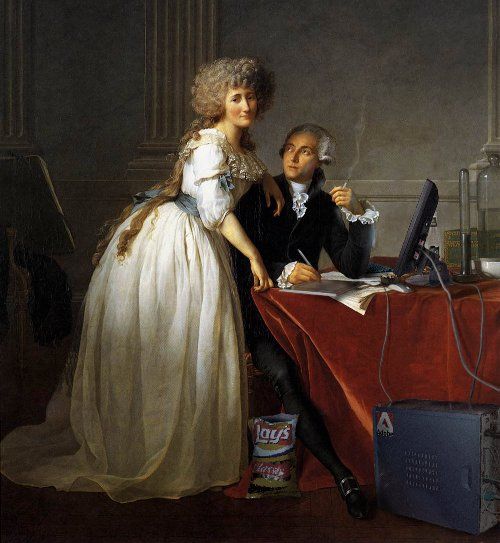 This fantasia on Jacques-Louis David's Portrait of Antoine-Laurent and Marie-Anne Lavoisier is a most appropriate representation of what Bonza Sheila is all about - -a celebration of Love and Romance throughout history, presented in the cyber-age.
