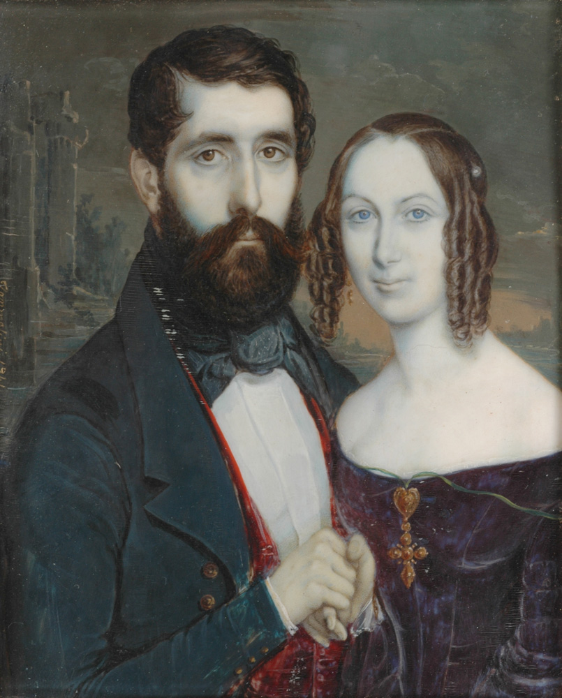 Portrait of a couple by an artist named Tommasini, Italy, 1841