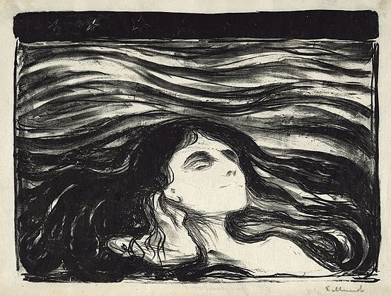 Elskende par i bolger [Lovers In The Waves] by Edvard Munch, 1896