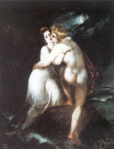 Theodor von Holst - Hero and Leander in Moonlight Seascape