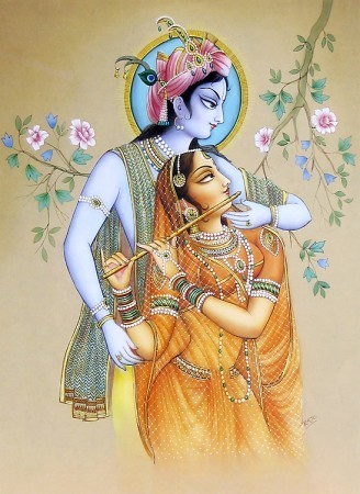 Krishna and Radha, poster image, contempoary India, unknown artist