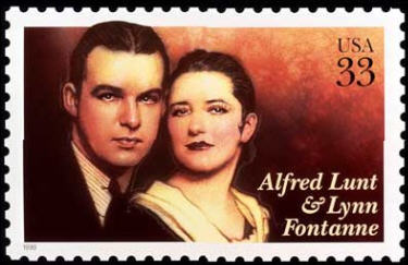 Alfred Lunt and Lynn Fontanne were honoured with a United States postage Stamp in 1999.
