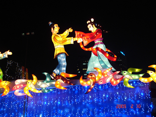 giant light display of Niulang and Zhinü joyfully meeting on the Bridge Of Magpies